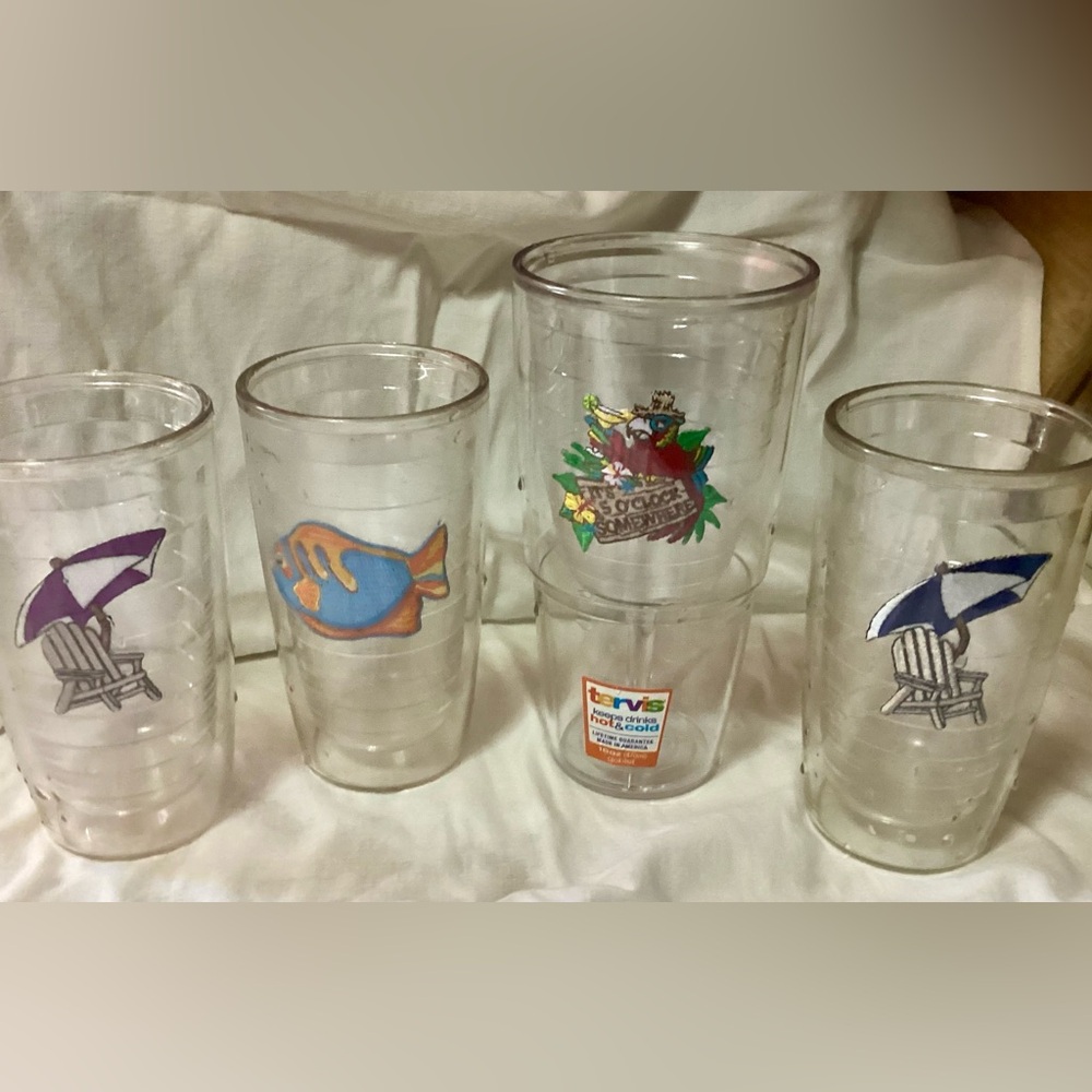 Tervis Clear Tumblers with Colorful Beach and Soccer Designs